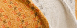 Casella Orange: close-up of the original throw fabric.