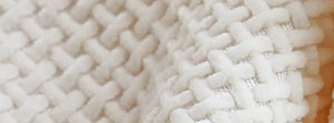 Coveri Beige: enlarged basket weave, original product photograph.