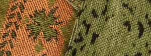Elaris Olive Green: close-up of the original throw fabric.