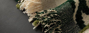 Klint Moss Green: layered fringed ends, original product photograph.
