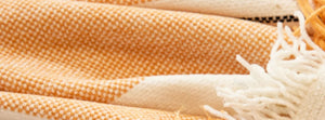 Striniara Orange: close-up of the original throw fabric.