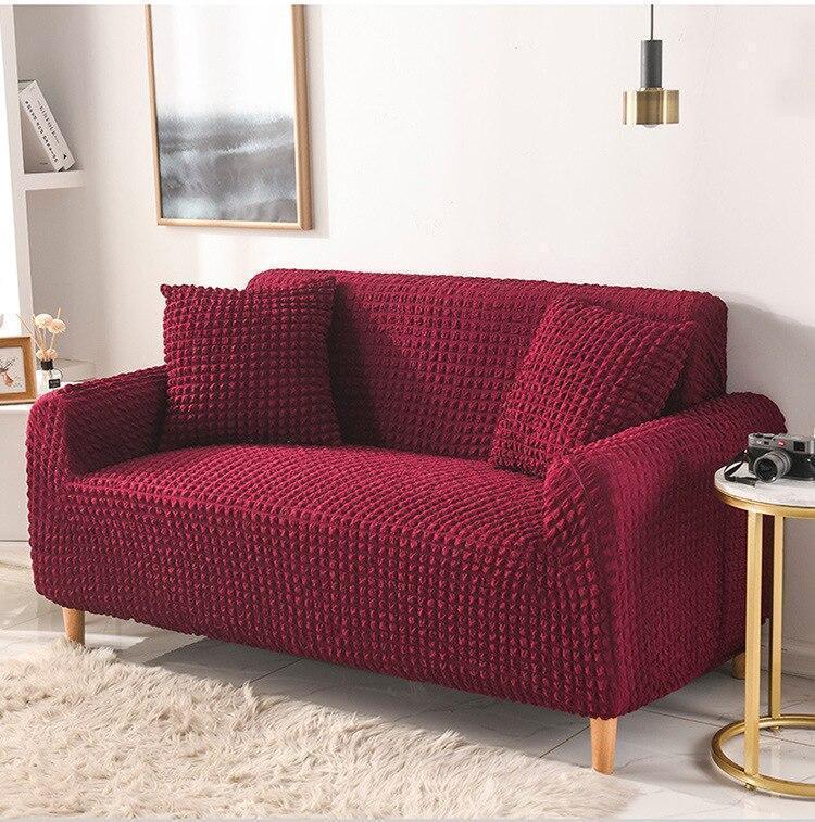 Couch Cover - Bobble-Textured - Cardinal Red - Adaptable & Expandable