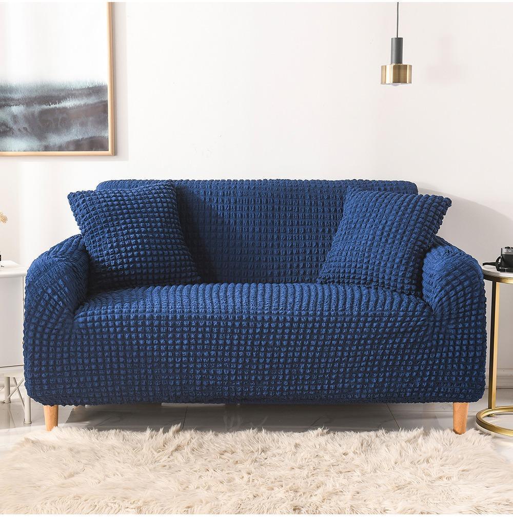 Couch Cover - Bobble-Textured - Dark Blue - Adaptable & Expandable