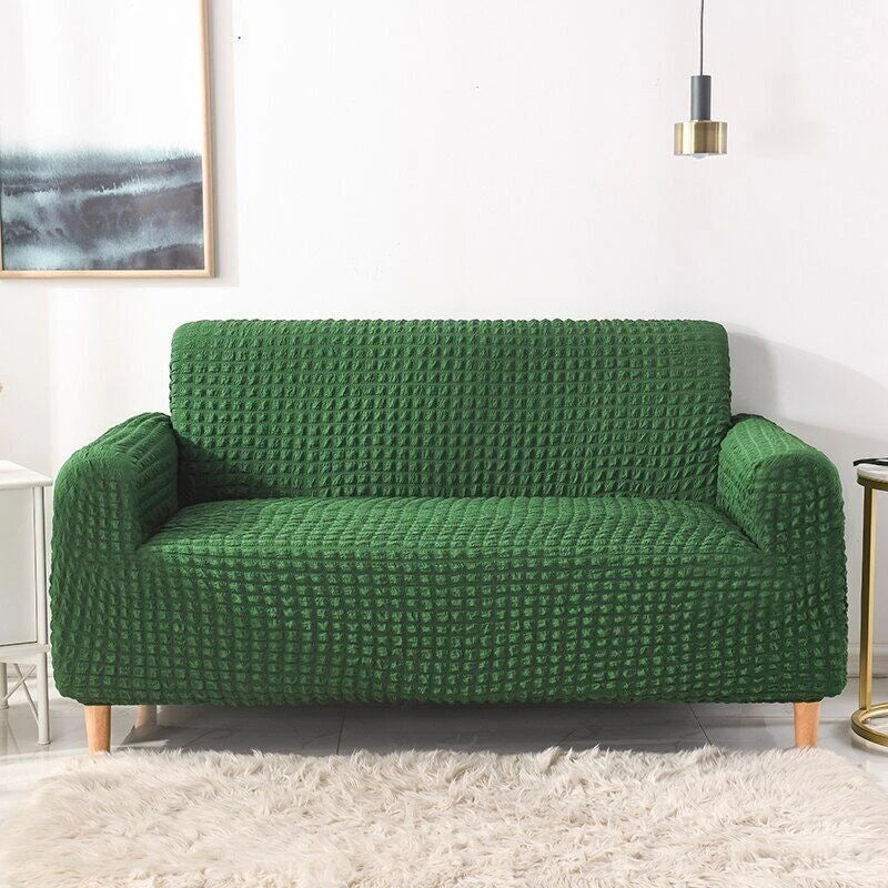 Couch Cover - Bobble-Textured - Forest Green - Adaptable & Expandable