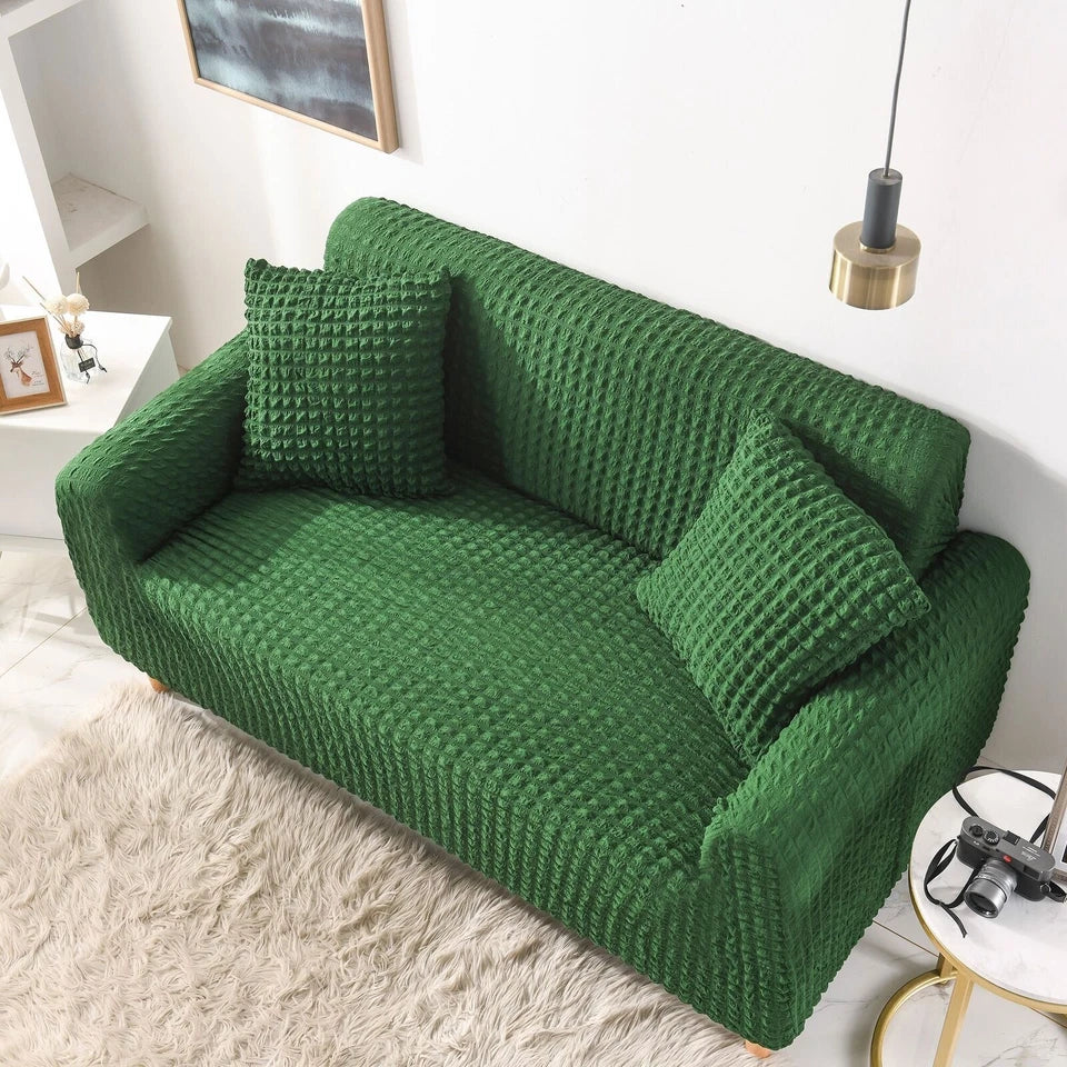 Couch Cover - Bobble-Textured - Forest Green - Adaptable & Expandable