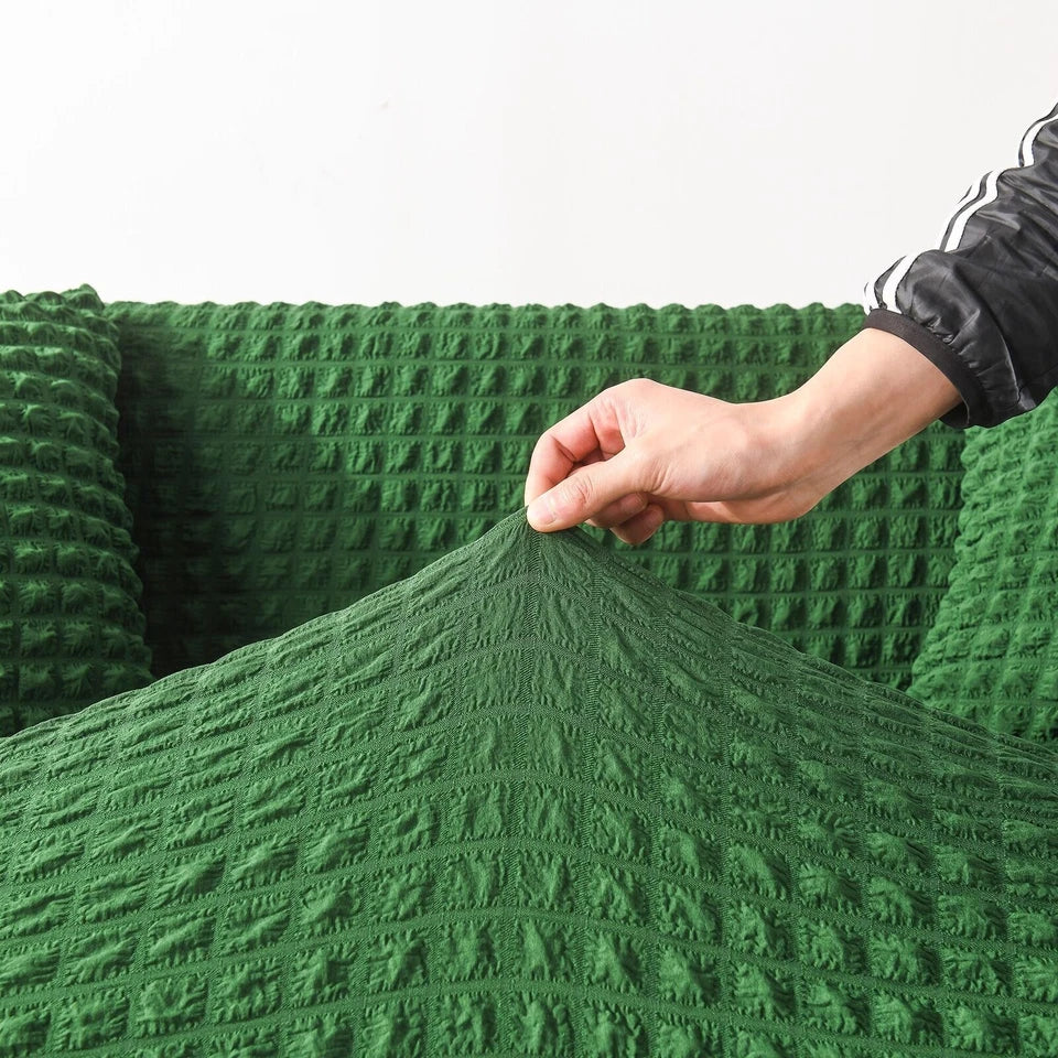 Couch Cover - Bobble-Textured - Forest Green - Adaptable & Expandable