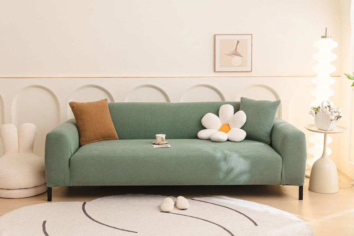 Couch Cover - Jacquard - Sage Green - Adaptable & Expandable