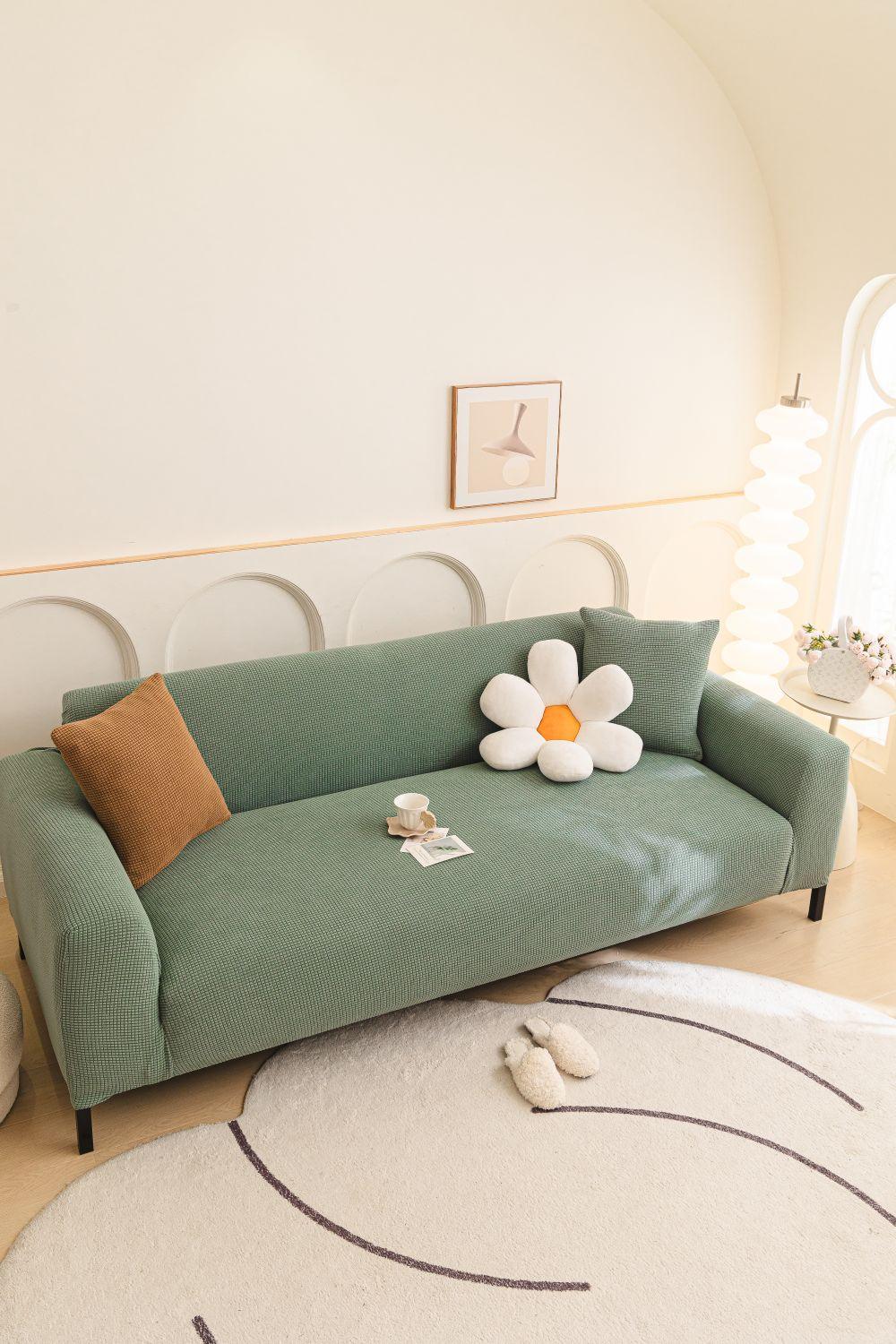Couch Cover - Jacquard - Sage Green - Adaptable & Expandable