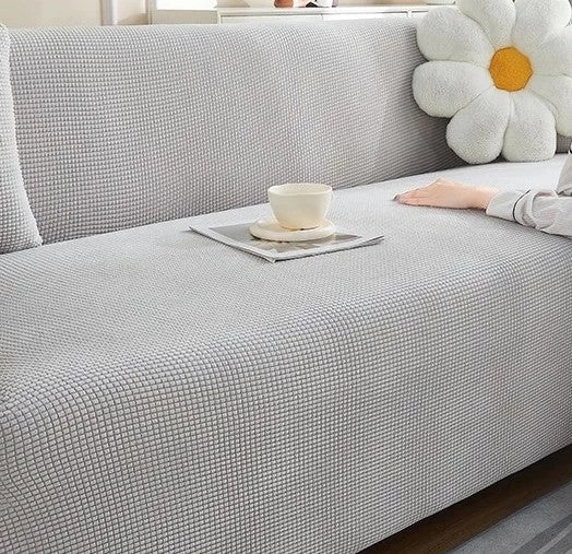 Couch Cover - Jacquard - Light Grey - Adaptable & Expandable