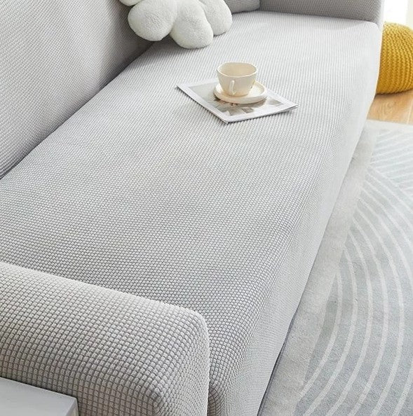 Couch Cover - Jacquard - Light Grey - Adaptable & Expandable