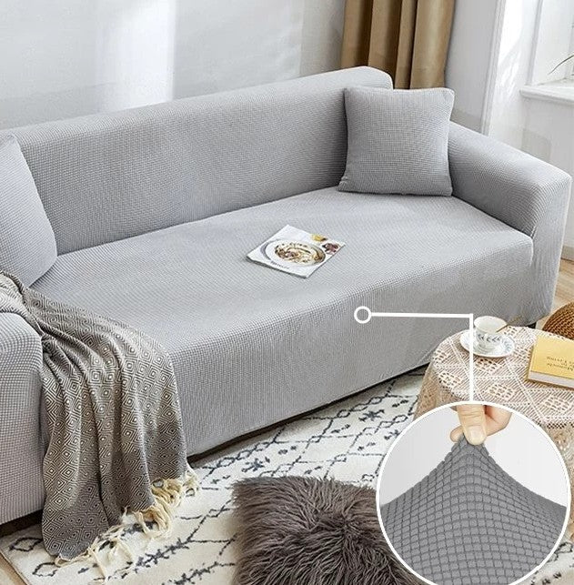 Couch Cover - Jacquard - Light Grey - Adaptable & Expandable