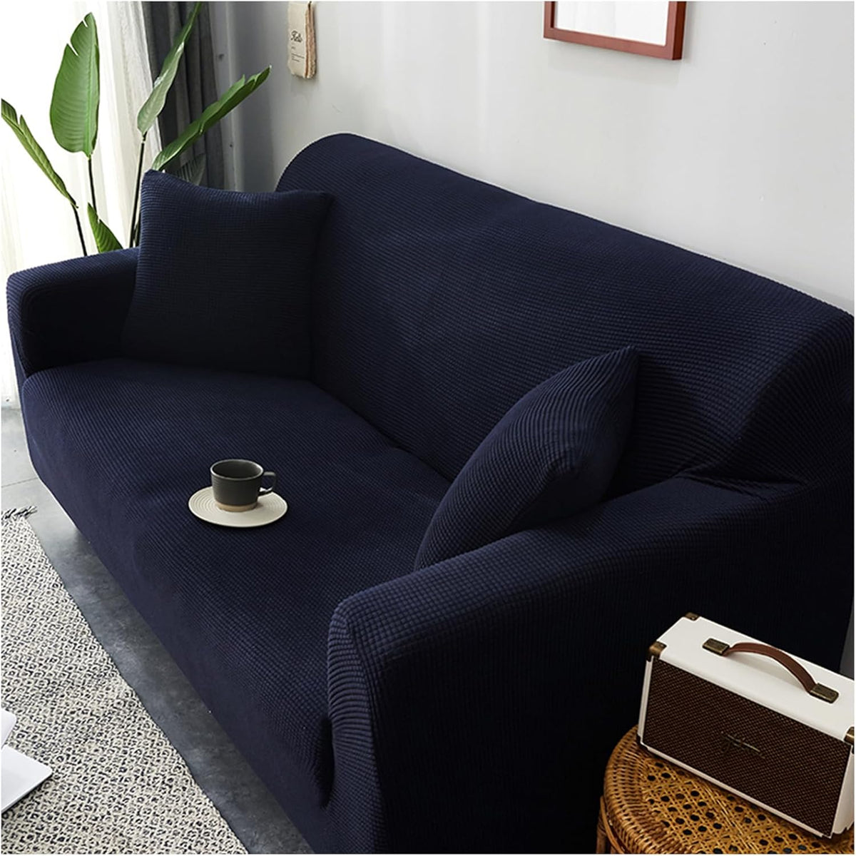 Couch Cover - Jacquard - Navy Blue - Adaptable & Expandable