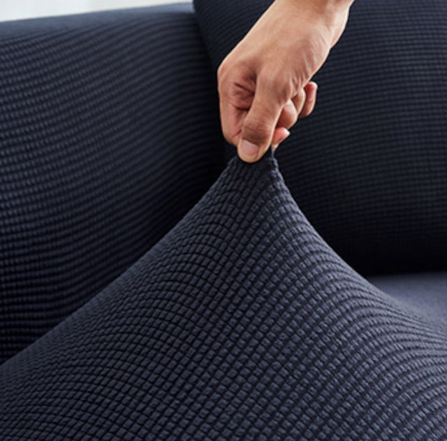 Couch Cover - Jacquard - Navy Blue - Adaptable & Expandable
