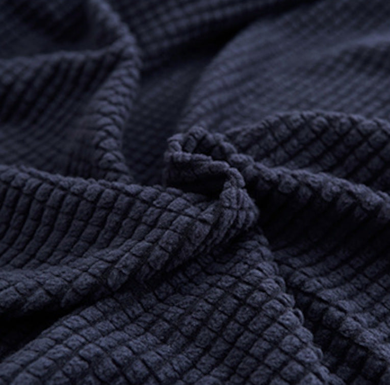 Couch Cover - Jacquard - Navy Blue - Adaptable & Expandable
