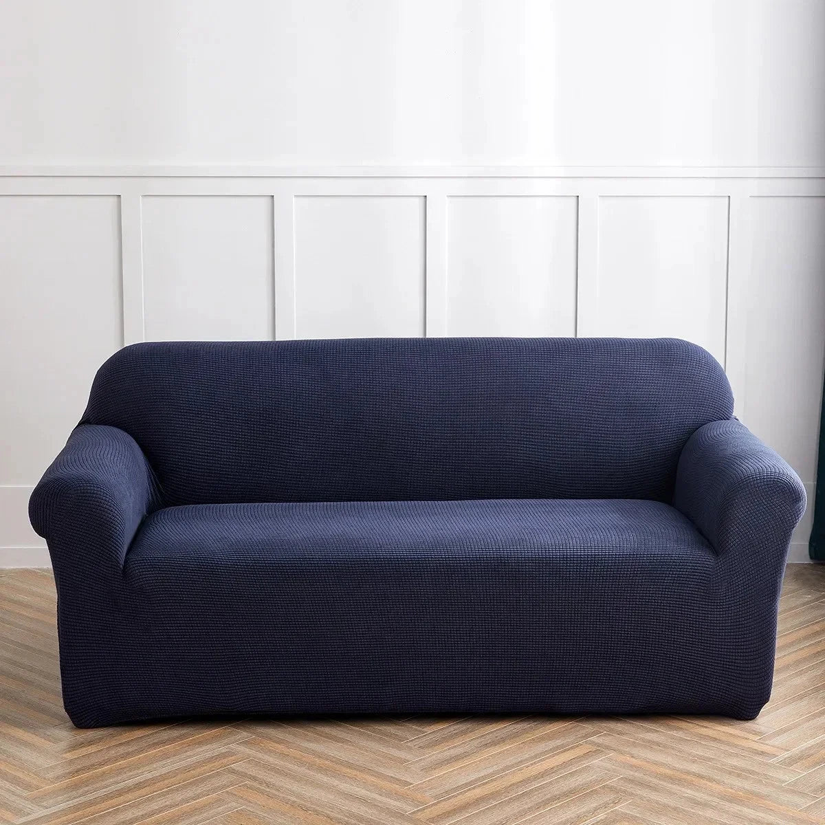 Couch Cover - Jacquard - Navy Blue - Adaptable & Expandable