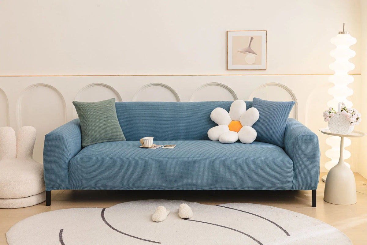 Couch Cover - Jacquard - Sky Blue - Adaptable & Expandable