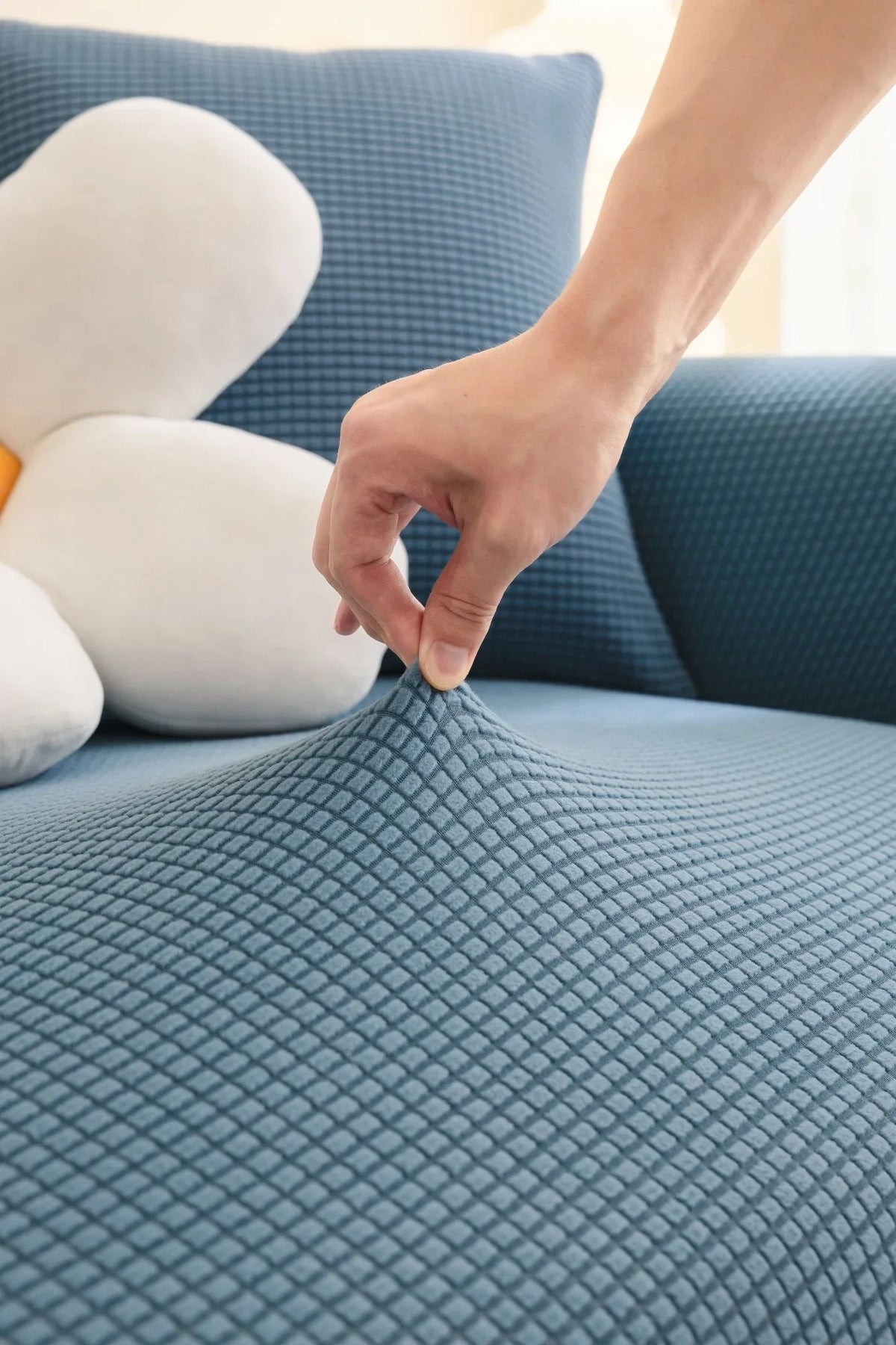 Couch Cover - Jacquard - Sky Blue - Adaptable & Expandable
