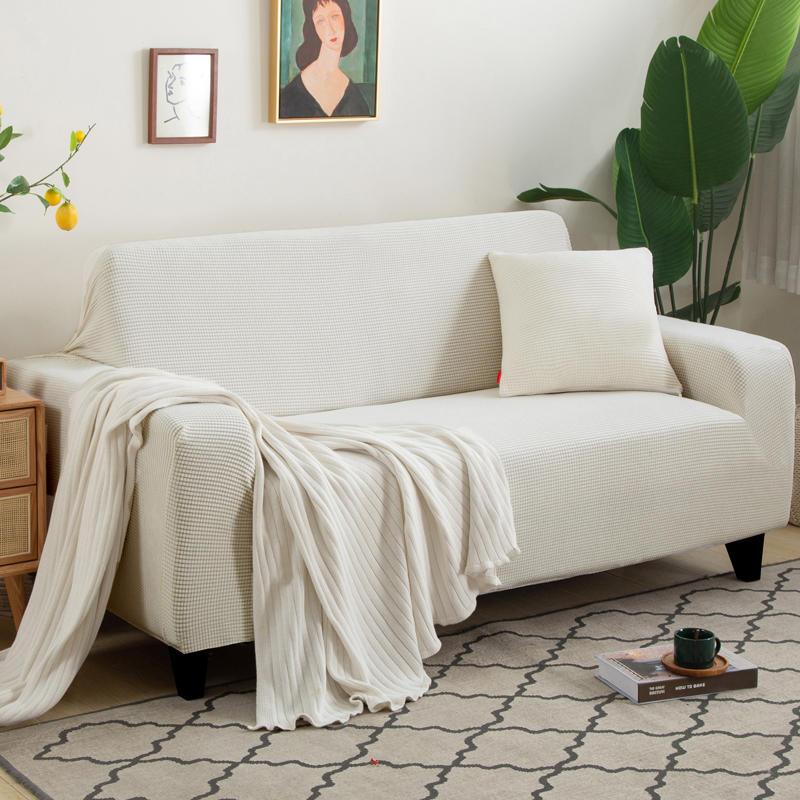 Couch Cover - Jacquard - Off-White - Adaptable & Expandable