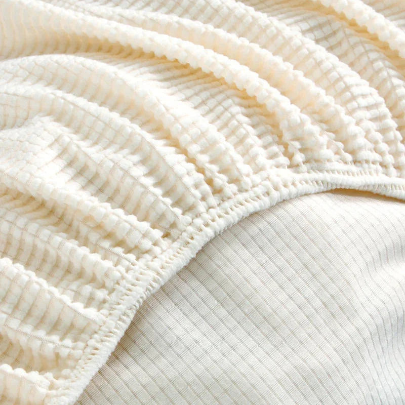 Couch Cover - Jacquard - Off-White - Adaptable & Expandable