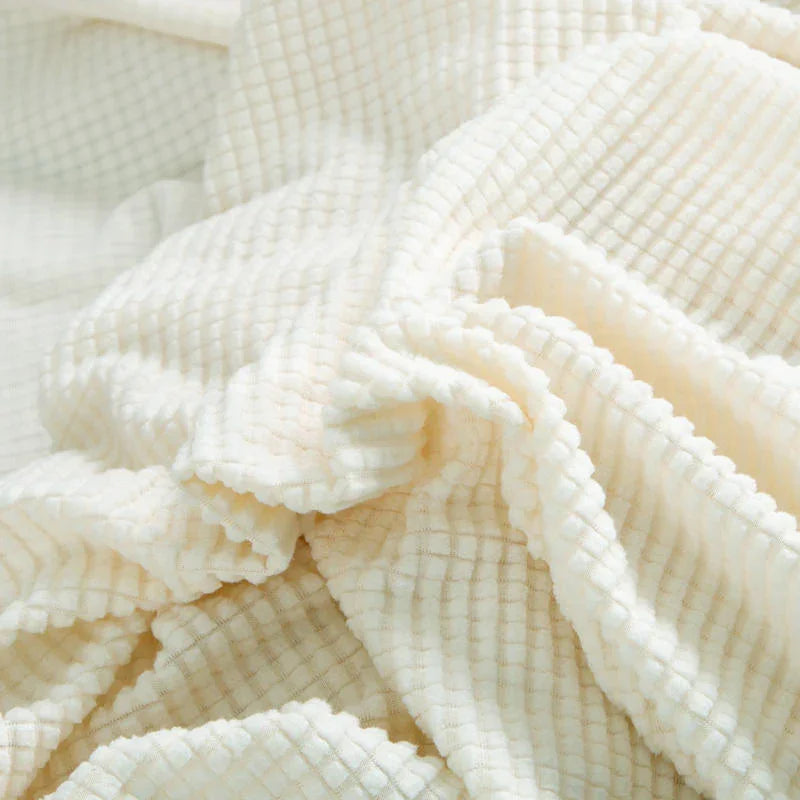 Couch Cover - Jacquard - Off-White - Adaptable & Expandable