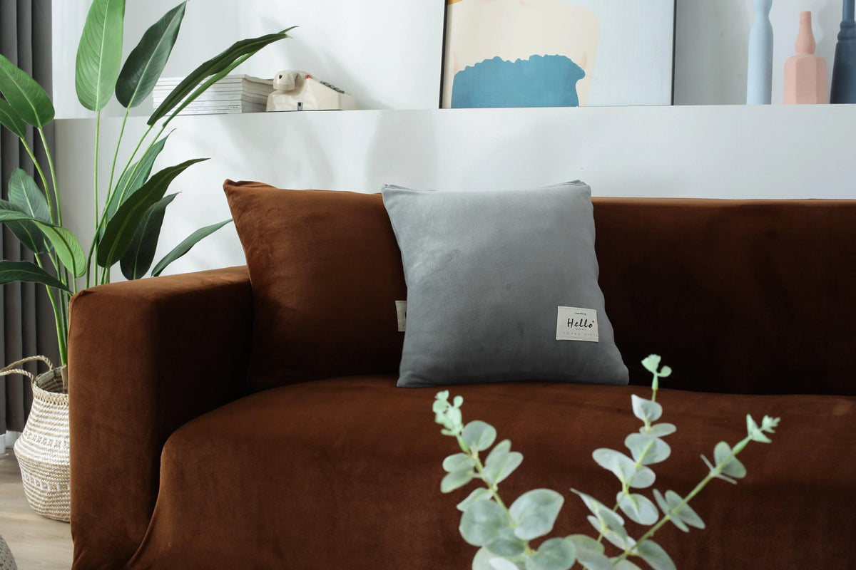 Couch Cover - Velvet - Brown - Adaptable & Expandable