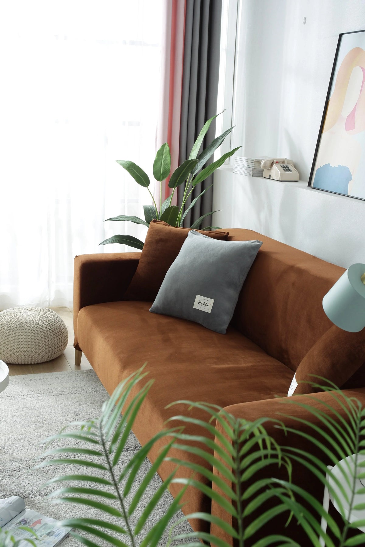 Couch Cover - Velvet - Brown - Adaptable & Expandable