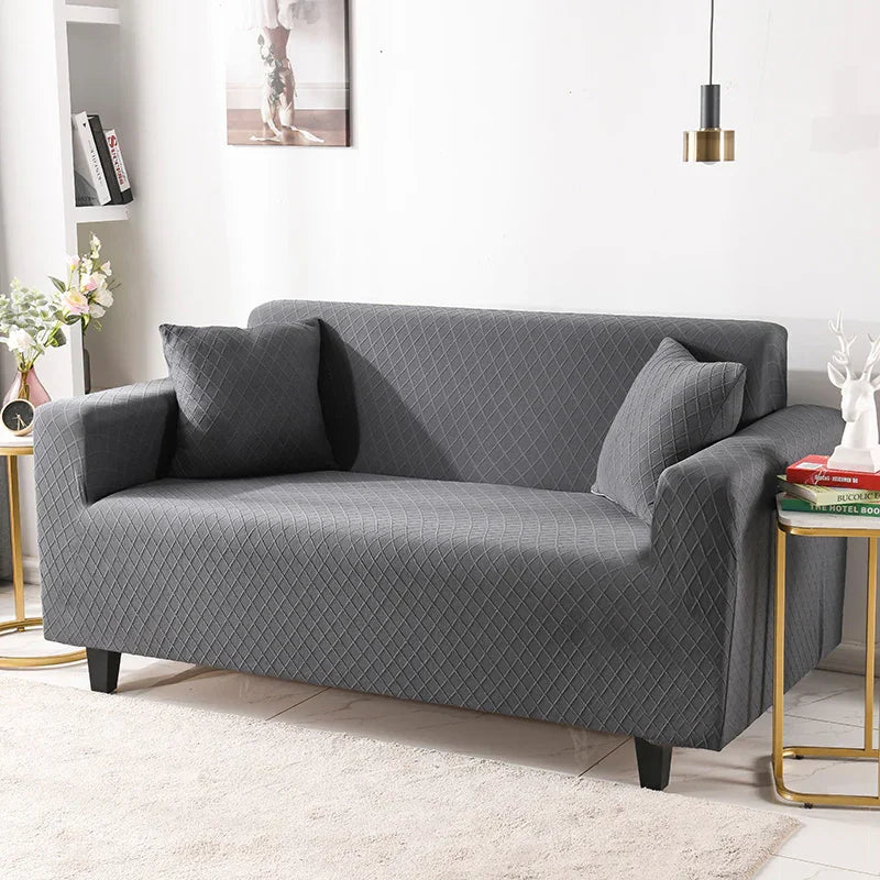 Couch Cover - Diamond Jacquard - Black - Adaptable & Expandable