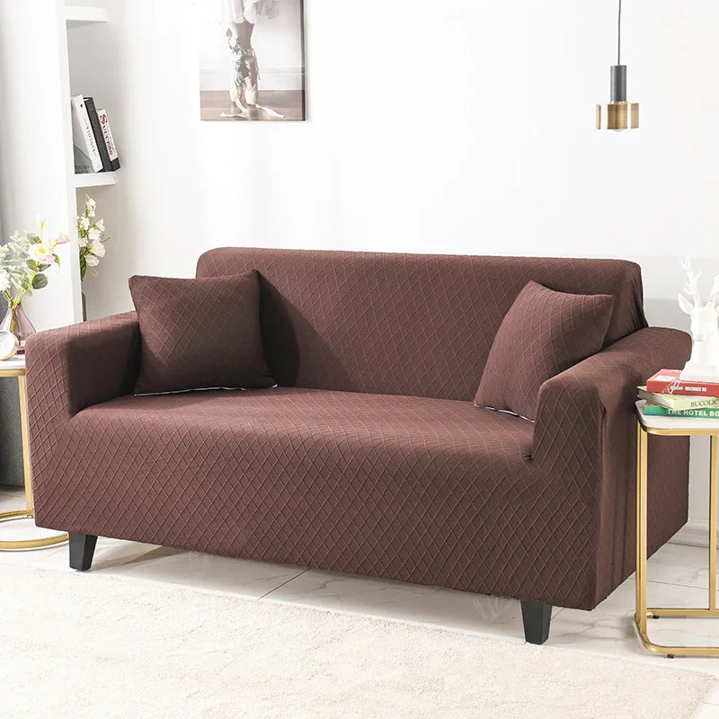 Couch Cover - Diamond Jacquard - Brown - Adaptable & Expandable