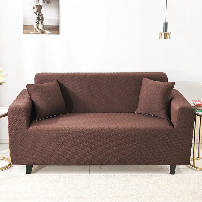 Couch Cover - Diamond Jacquard - Brown - Adaptable & Expandable