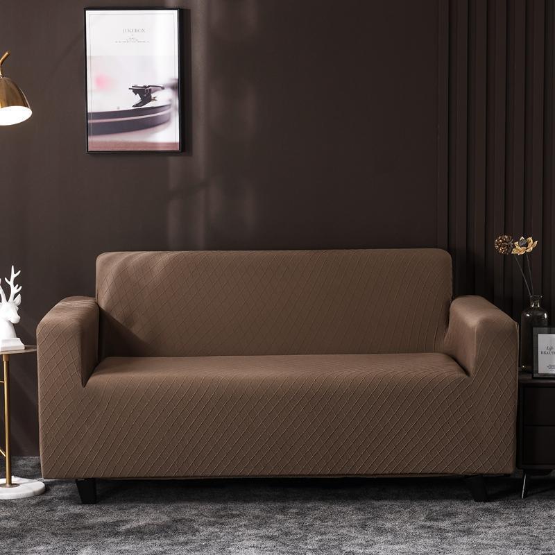 Couch Cover - Diamond Jacquard - Chestnut Brown - Adaptable & Expandable