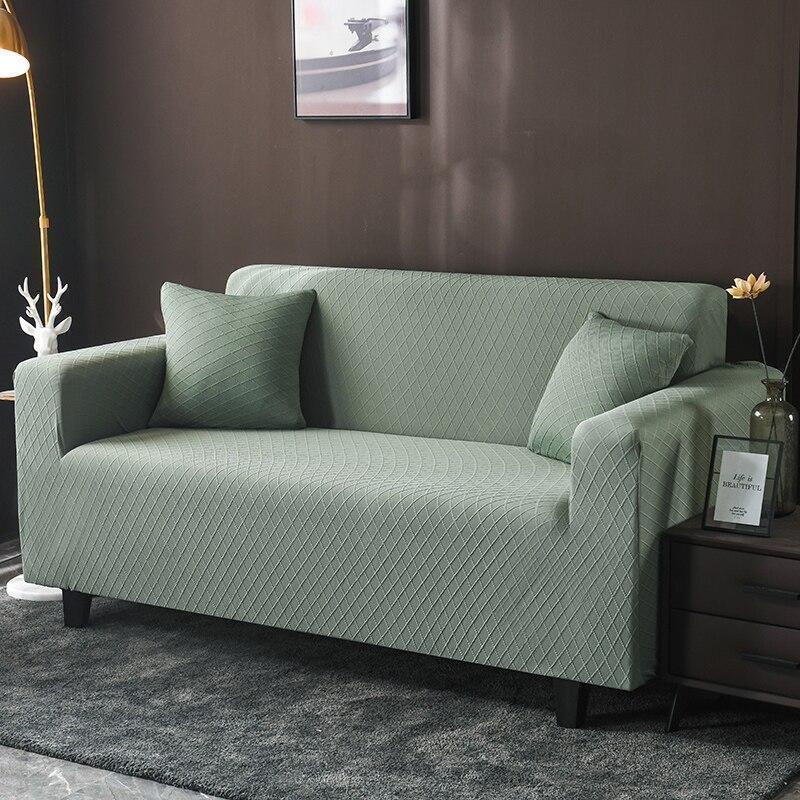 Couch Cover - Diamond Jacquard - Light Sage Green - Adaptable & Expandable