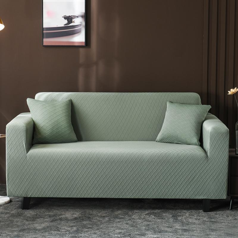 Couch Cover - Diamond Jacquard - Light Sage Green - Adaptable & Expandable
