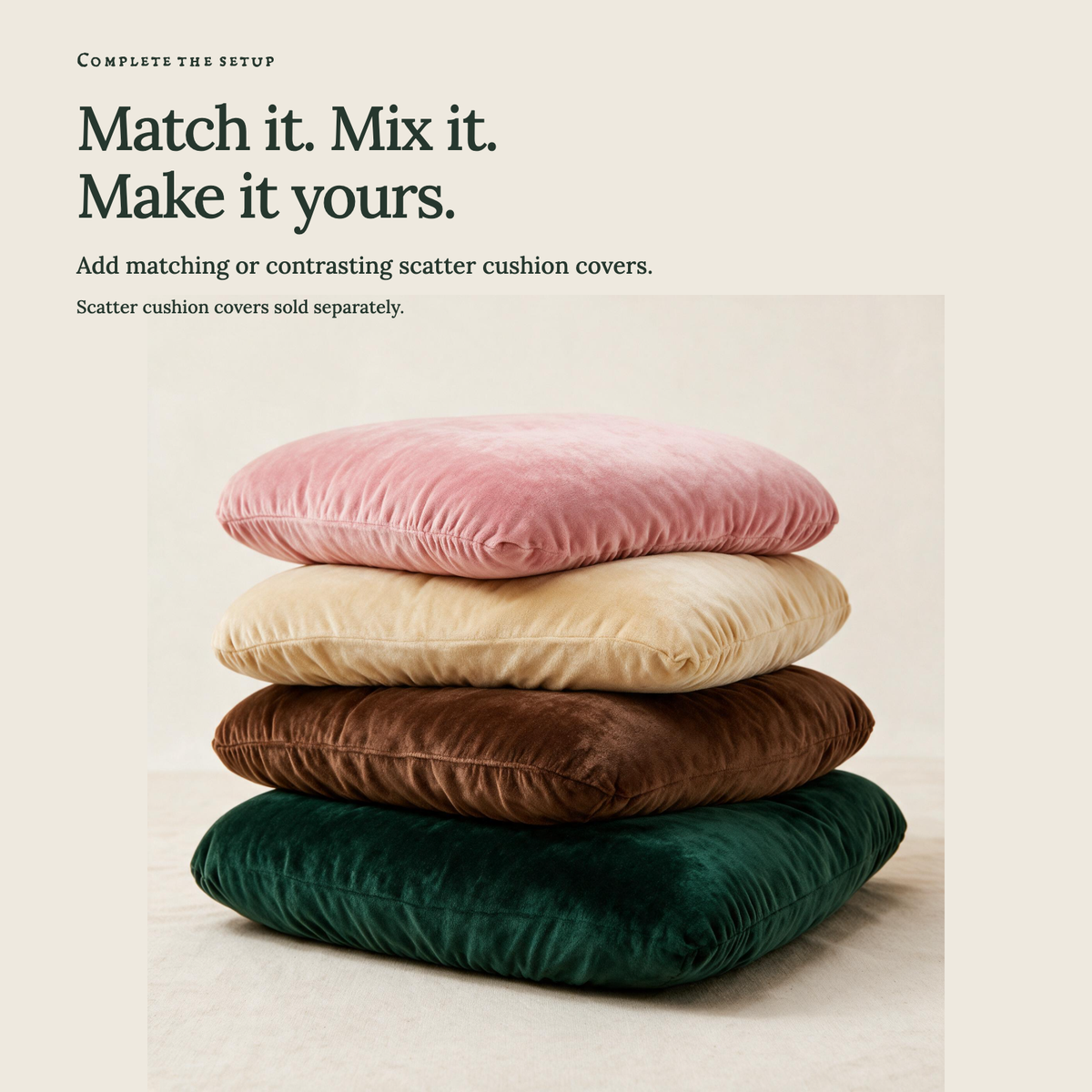 Dark green velvet cushion covers — Match it. Mix it. Make it yours.
