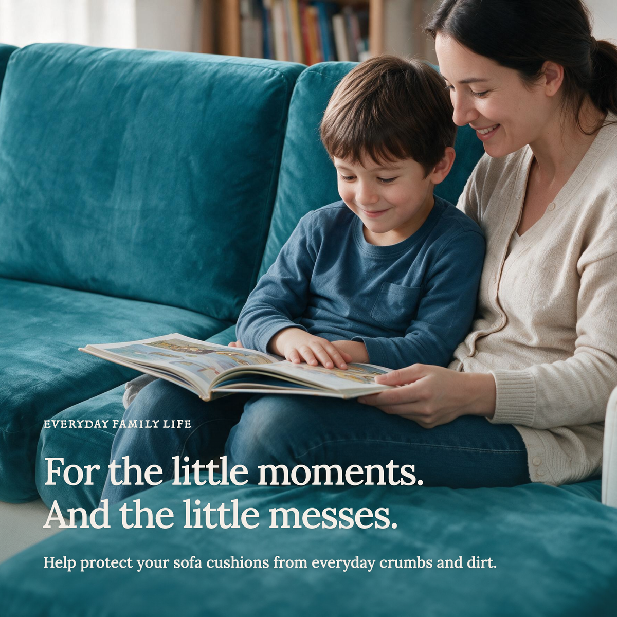 Velvet Lake Blue fitted sofa cushion covers — For the little moments.