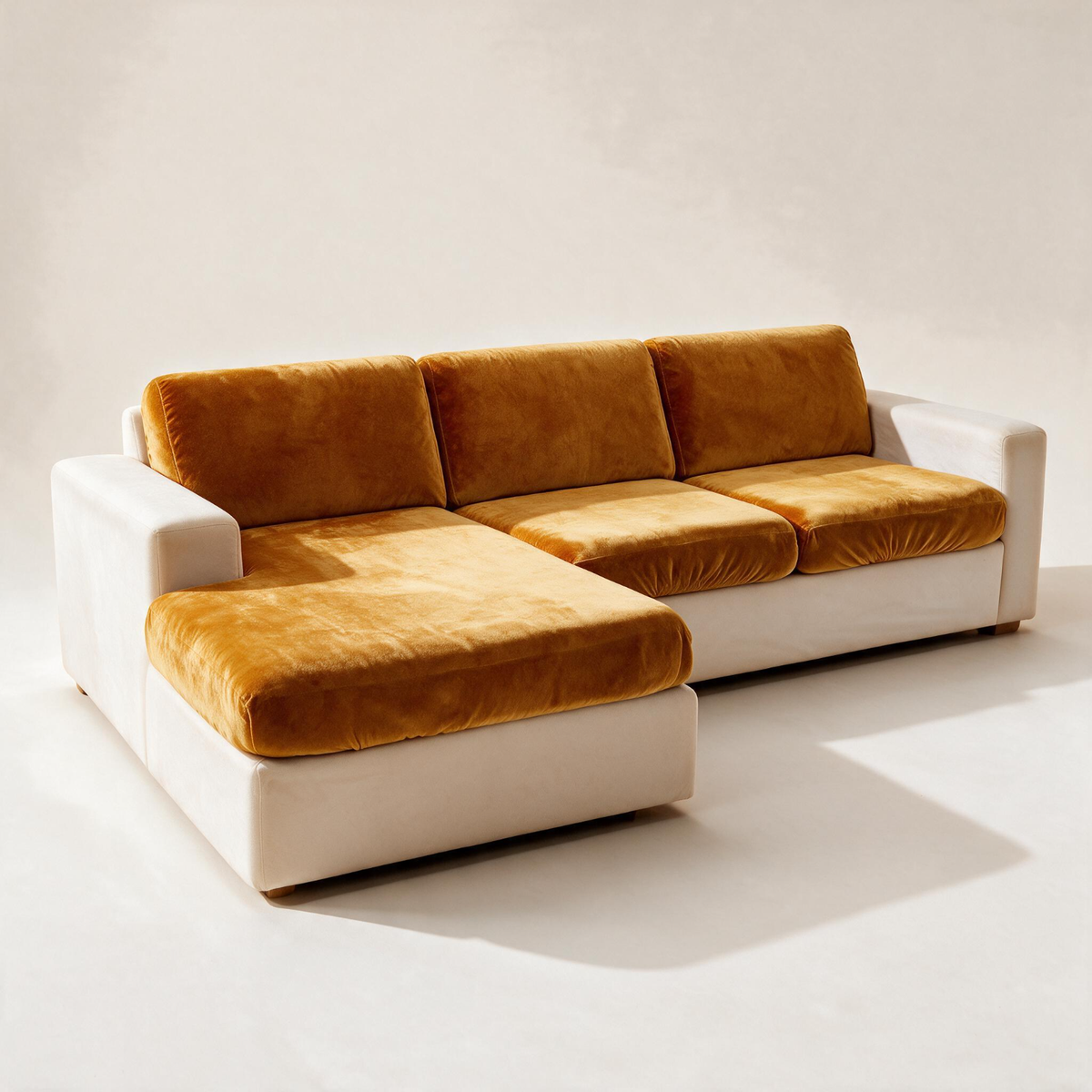 Velvet Orange fitted sofa cushion covers — Corner studio hero
