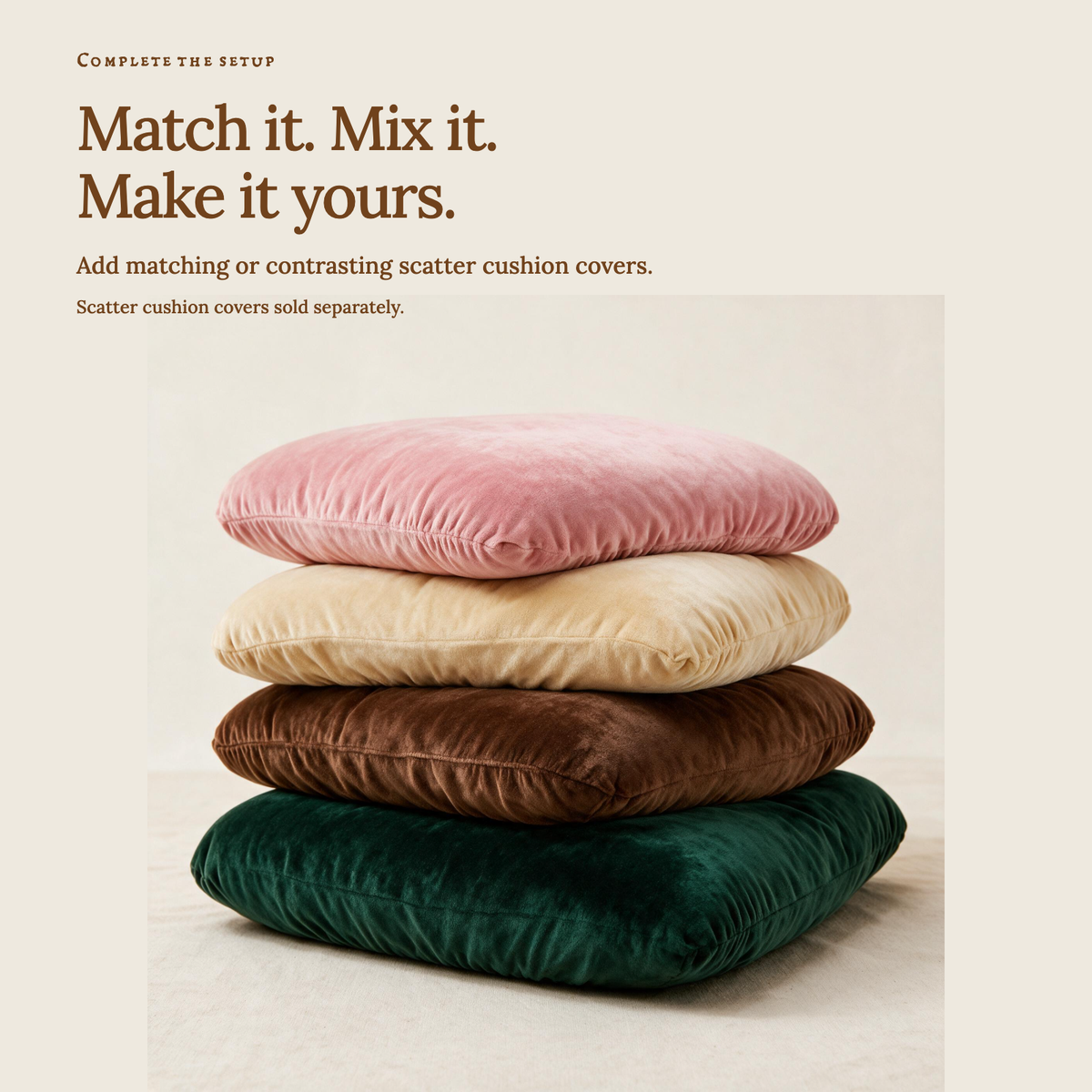 Velvet Orange fitted sofa cushion covers — Match it. Mix it. Make it yours.