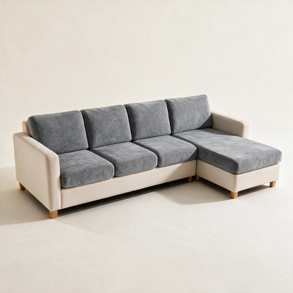 Luma Neutral Grey fitted sofa cushion covers — Studio hero