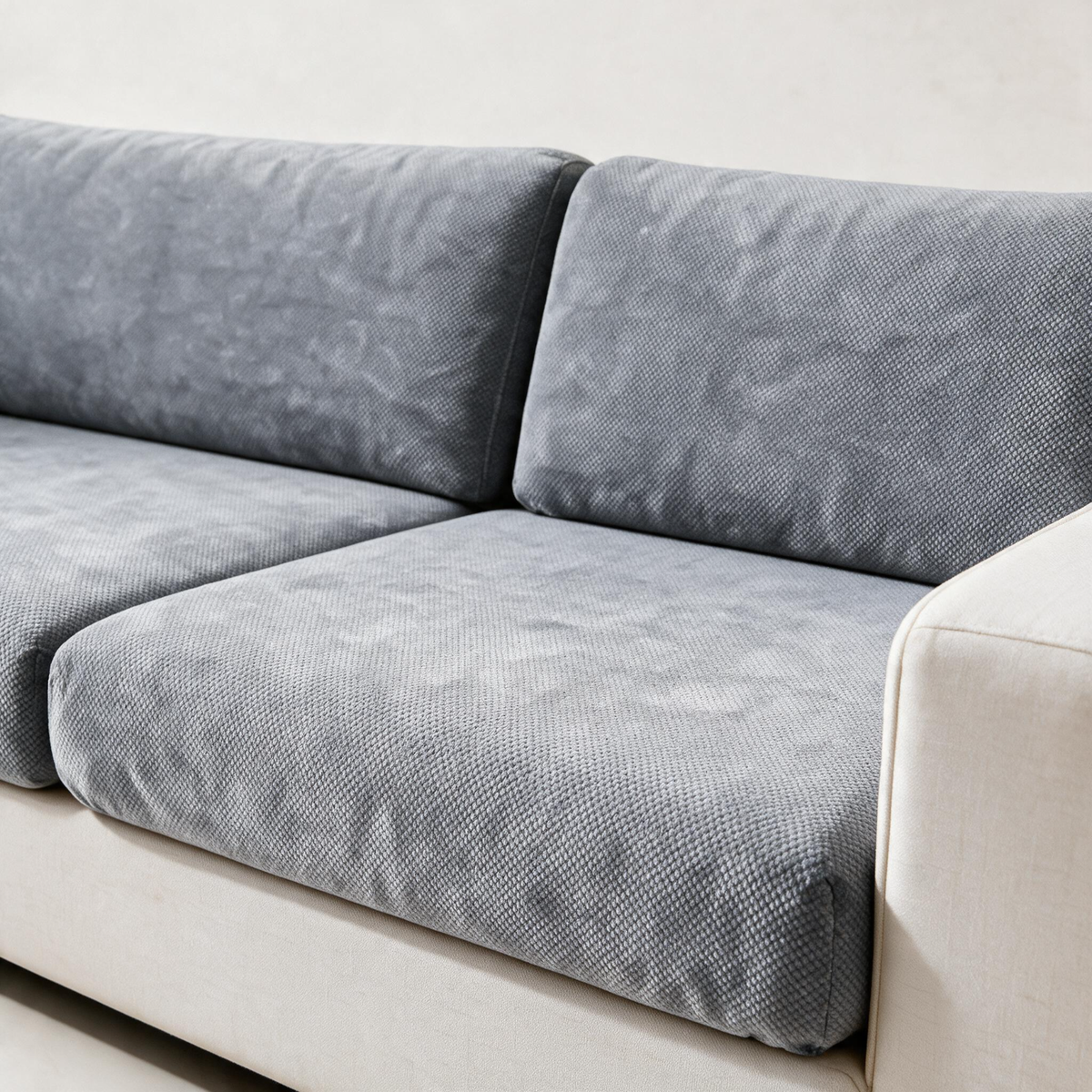 Luma Neutral Grey fitted sofa cushion covers — Soft chenille texture