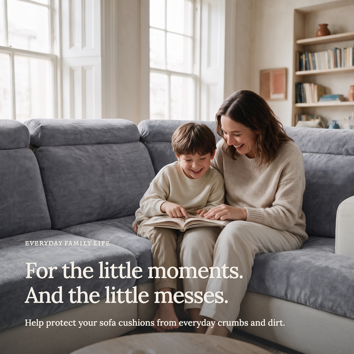 Luma Neutral Grey fitted sofa cushion covers — For the little moments.