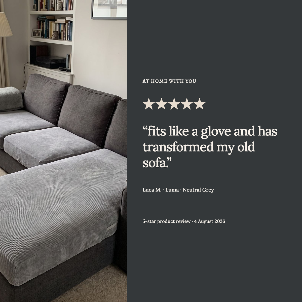 Luma Neutral Grey fitted sofa cushion covers — The review example
