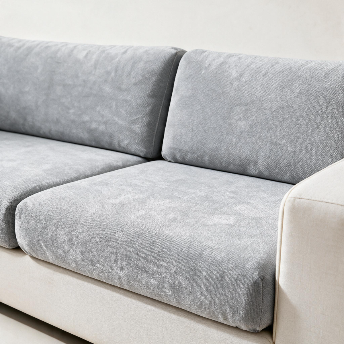 Luma Light Grey fitted sofa cushion covers — Soft chenille texture