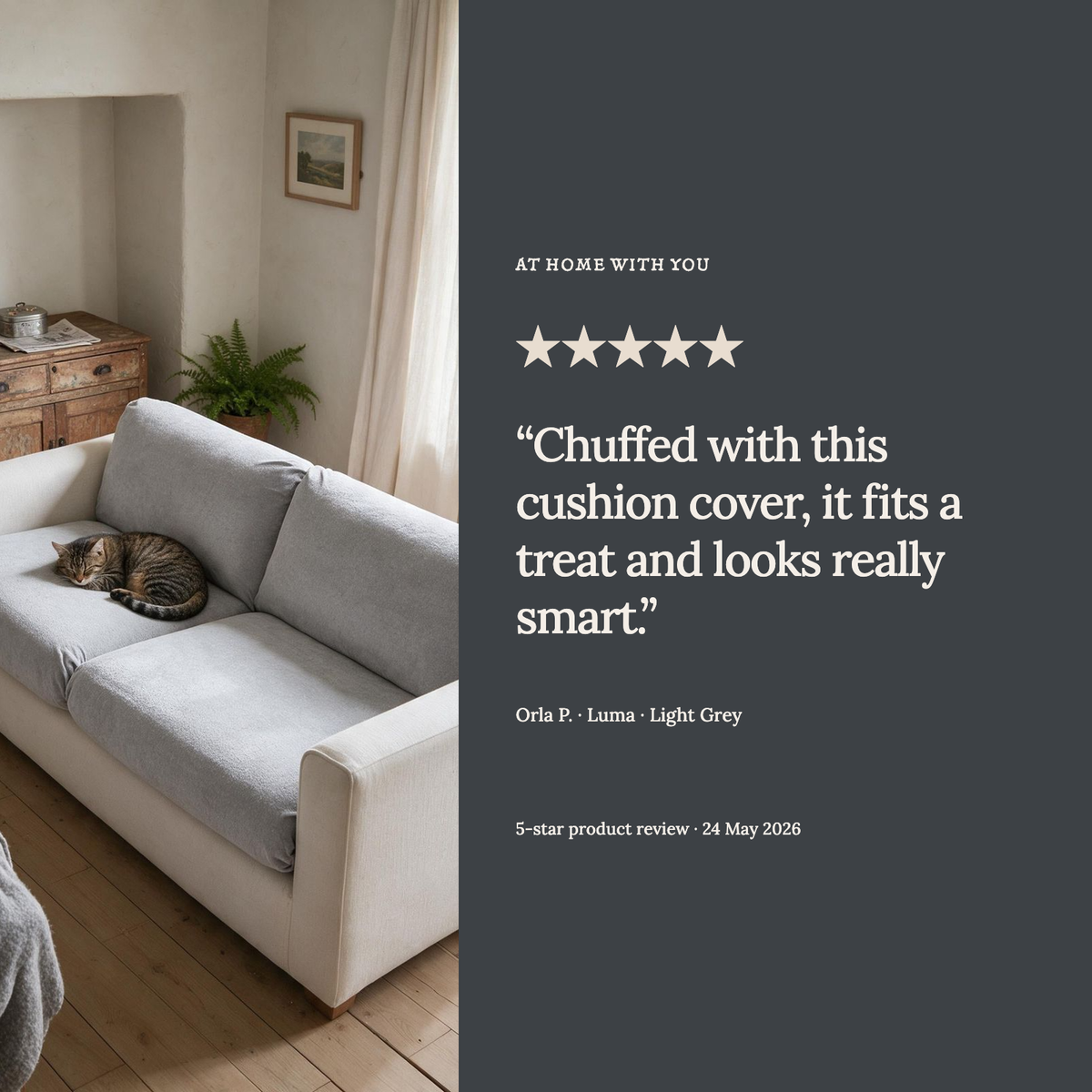 Luma Light Grey fitted sofa cushion covers — The review example