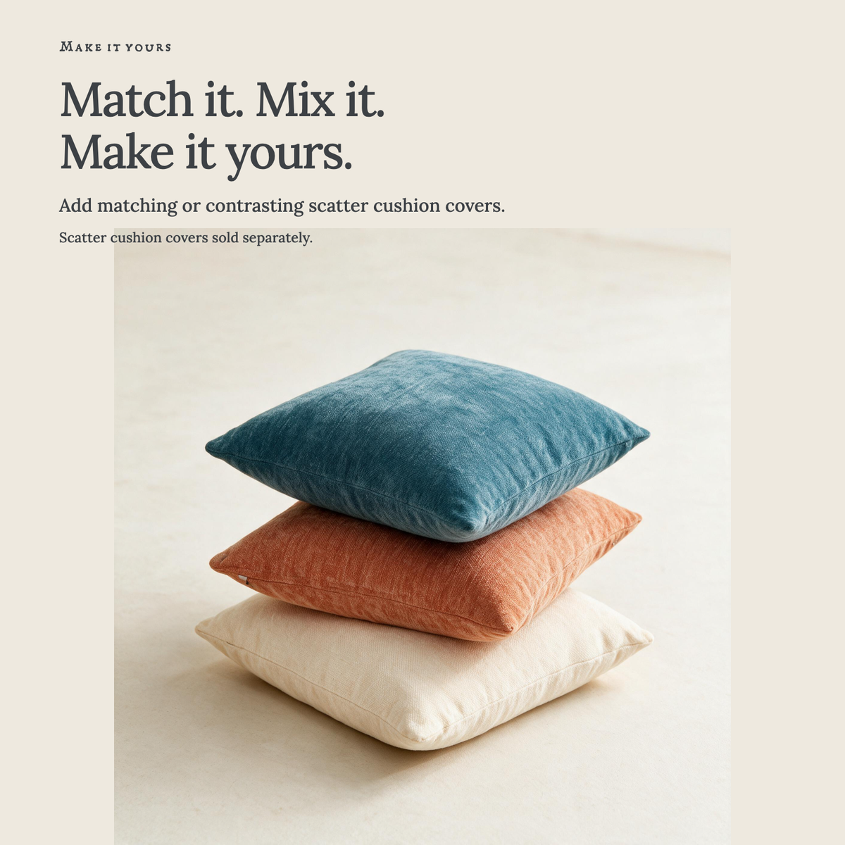Luma Light Grey fitted sofa cushion covers — Match it. Mix it. Make it yours.