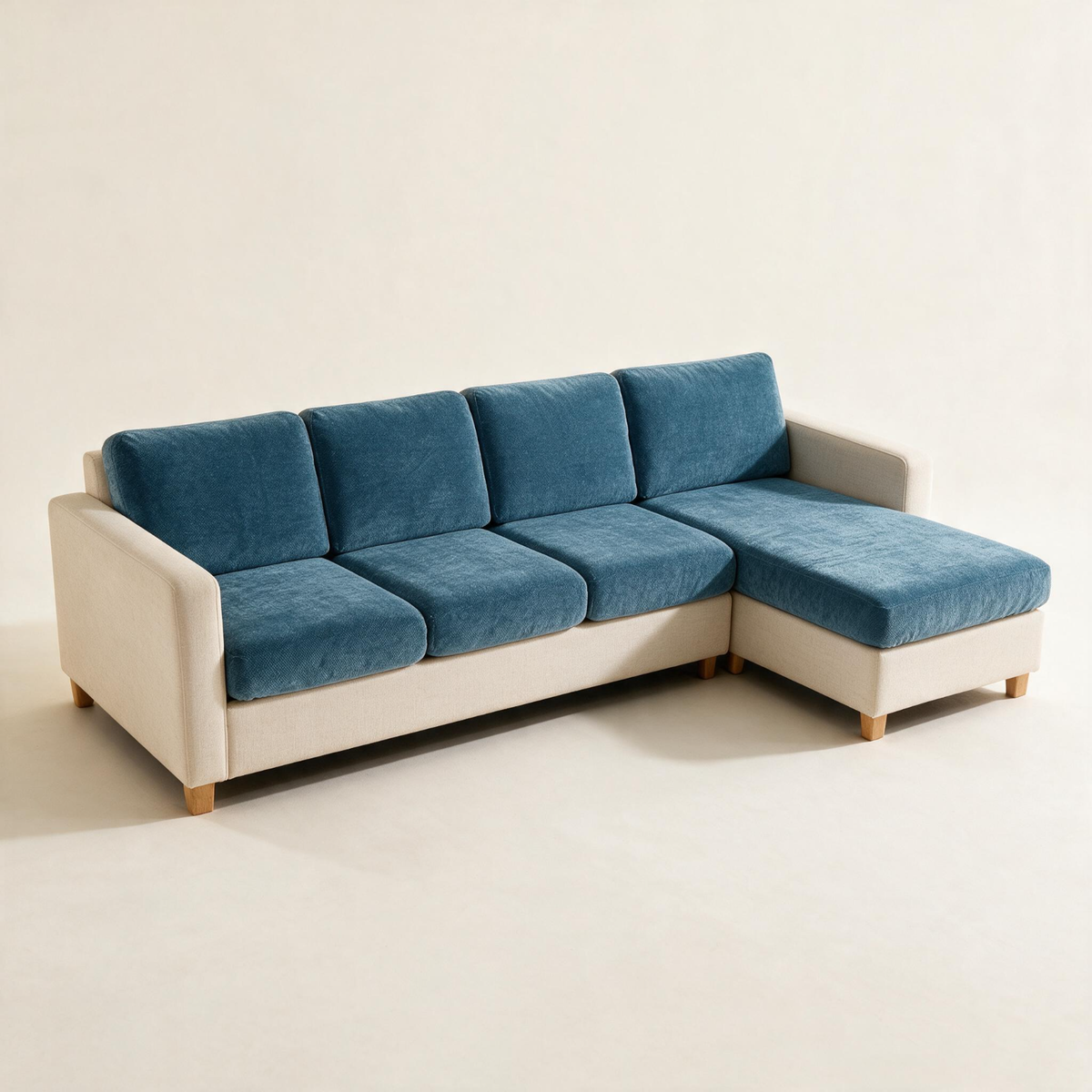 Luma Serene Blue fitted sofa cushion covers — Studio hero