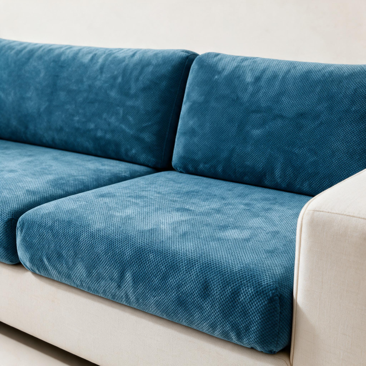 Luma Serene Blue fitted sofa cushion covers — Soft chenille texture
