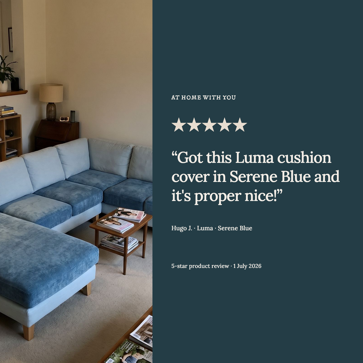 Luma Serene Blue fitted sofa cushion covers — The review example