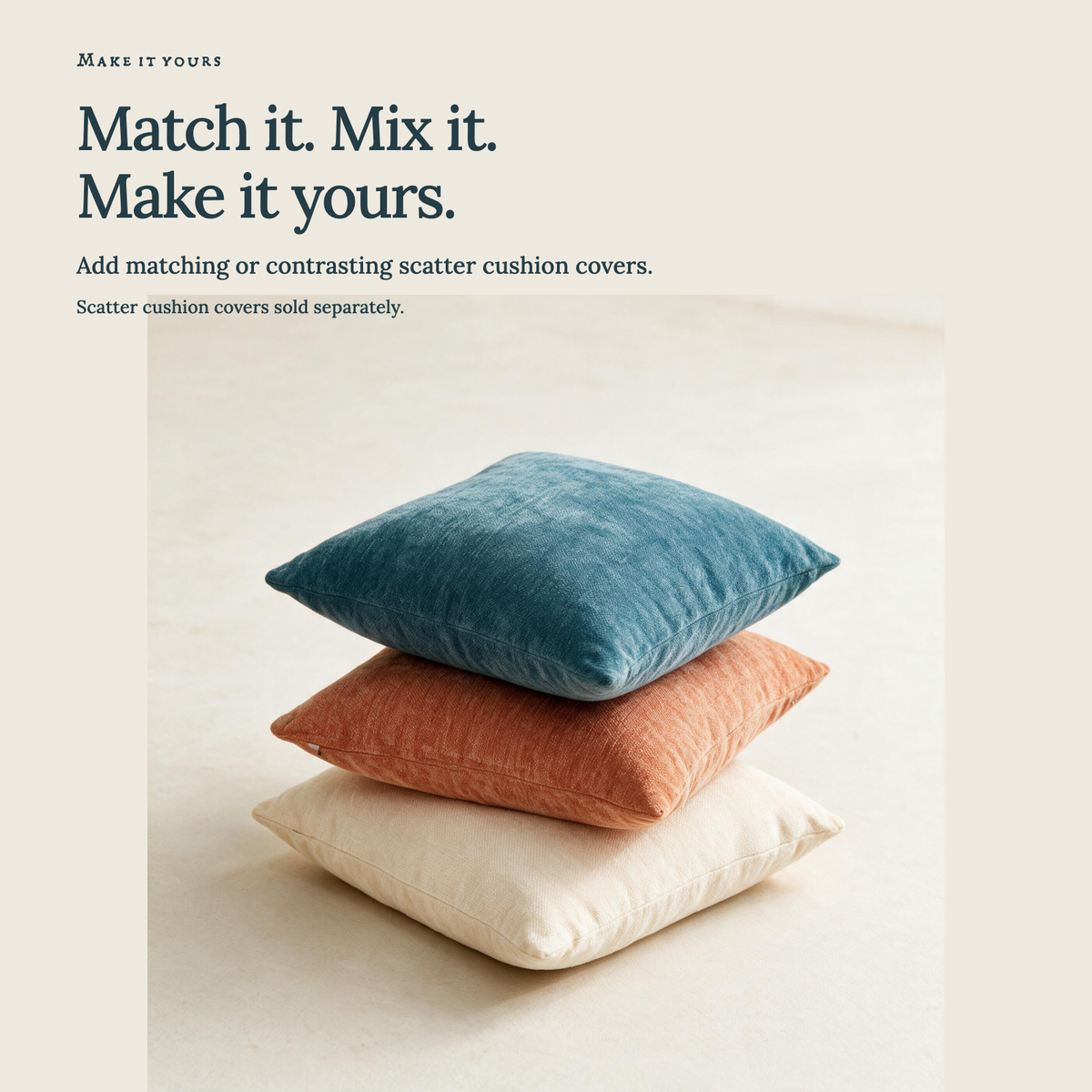 Luma Serene Blue fitted sofa cushion covers — Match it. Mix it. Make it yours.