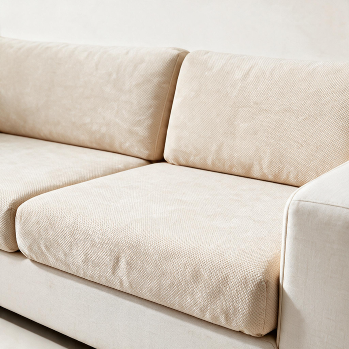 Luma Beige fitted sofa cushion covers — Soft chenille texture