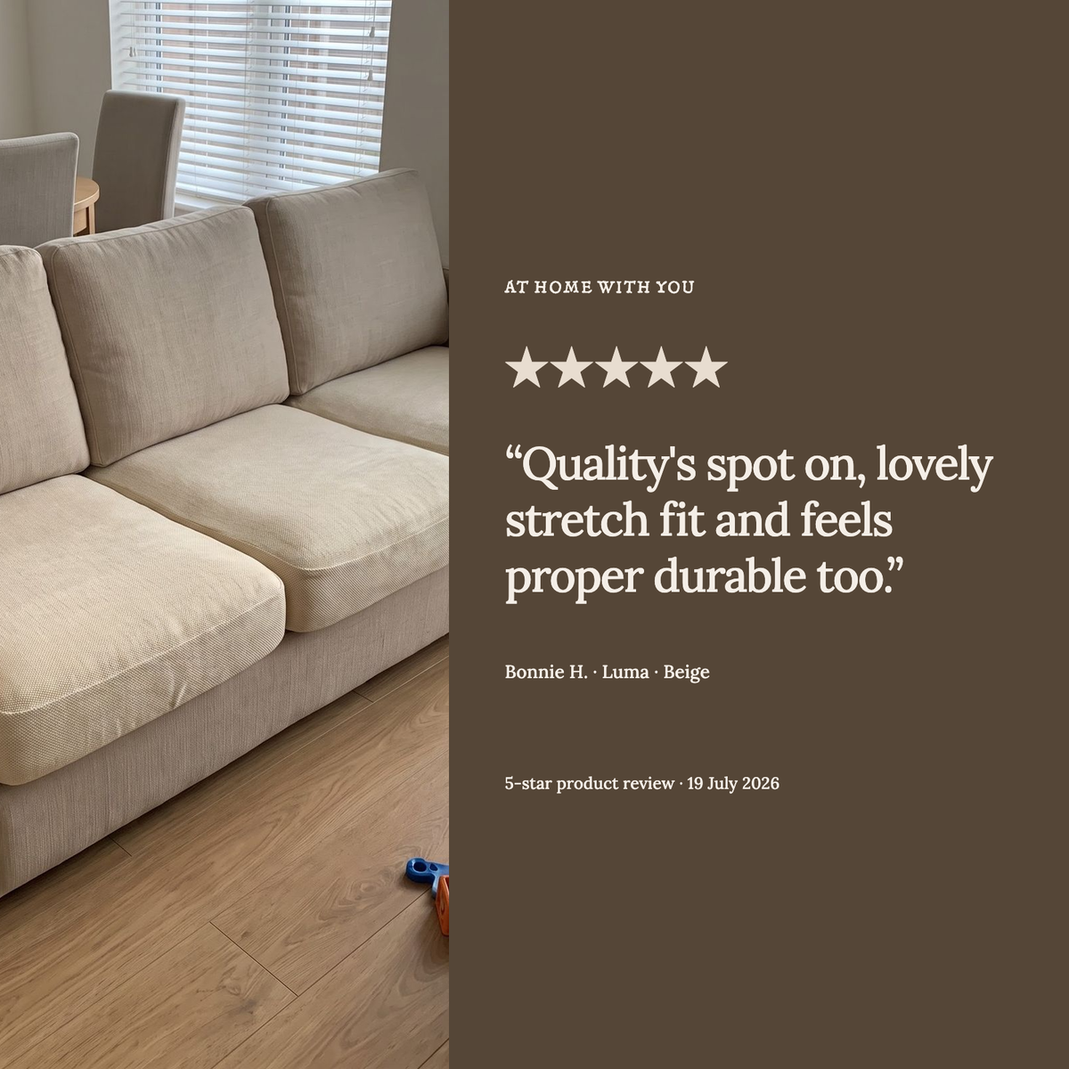 Luma Beige fitted sofa cushion covers — The review example