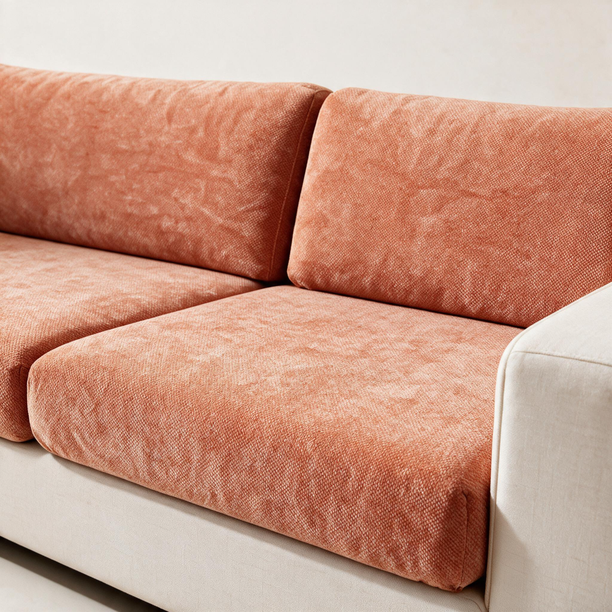 Luma Orange fitted sofa cushion covers — Soft chenille texture
